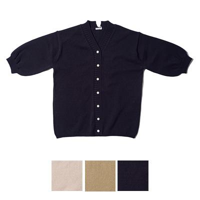 homspun（ホームスパン） スーピマコットン六分袖Vネックカーディガン