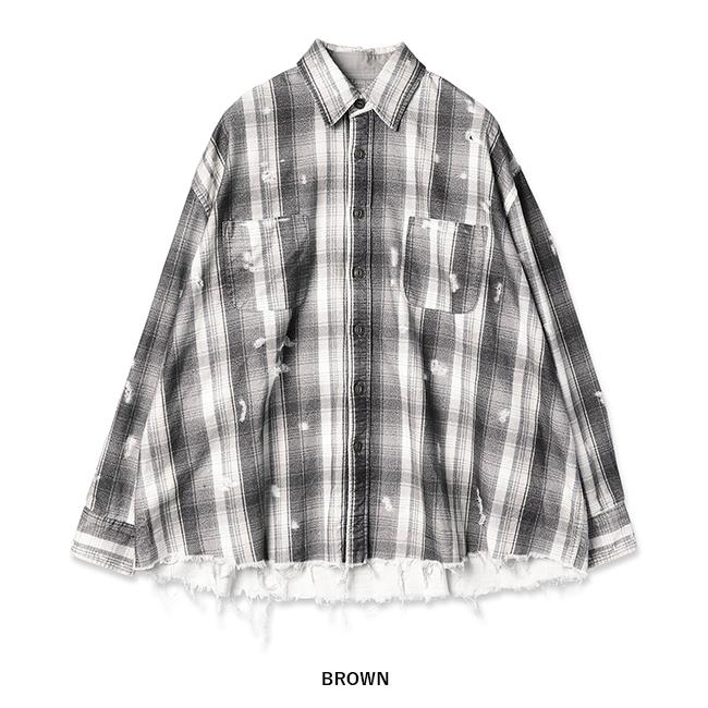 JieDa JieDa(ジエダ) FLANNWL DAMAGE SHIRT ダメージフランネル