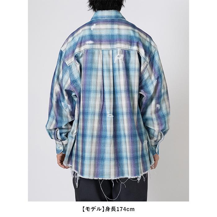 JieDa JieDa(ジエダ) FLANNWL DAMAGE SHIRT ダメージフランネル
