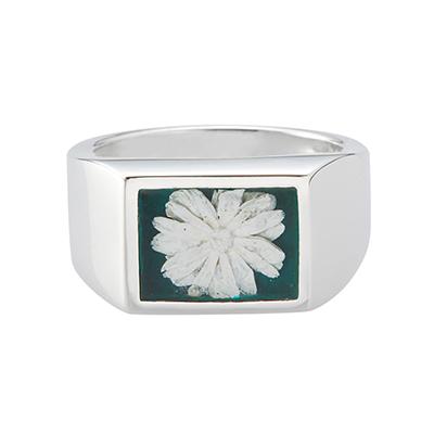XOLO XOLO(ショロ) Signet Ring with Forest Green Flower シグネット 