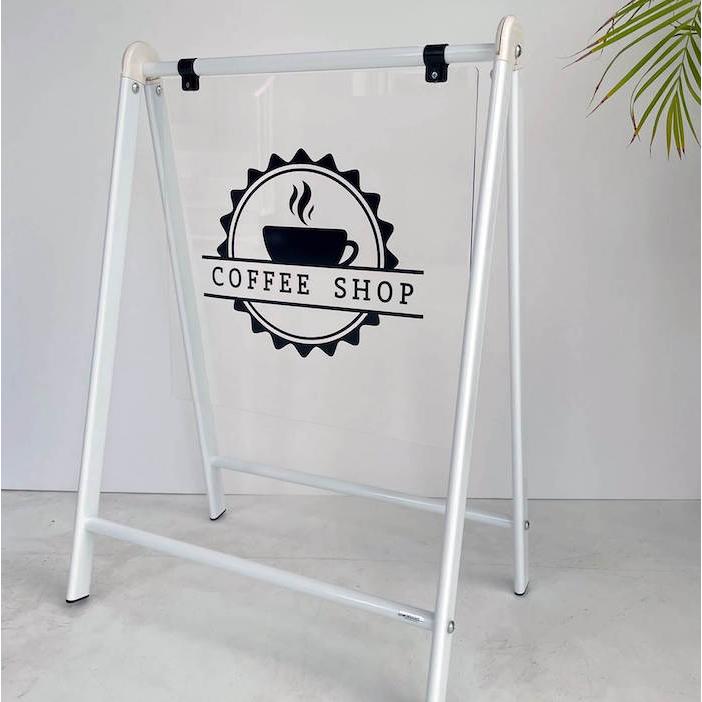 【データ製作】Bサイン 透明仕様 透明アクリル 看板 店舗用 バリケード型 看板 スタンド 立て看板 バリケードサイン 注意喚起 屋内 |  | 02