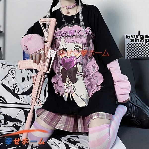 シャツ アニメかわいい女の子プリント 長袖 おしゃれ 病みかわいい 原宿系 かっこいい レディースファッション 春夏 コットン ゆるい Dzhxgb170aa 幸せホーム 通販 Yahoo ショッピング