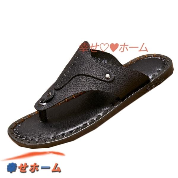 トングサンダル メンズサンダル レザー 夏靴 本革 革靴 鼻緒付き 牛革 アウトドアサンダル 外出すりっぱ さんだる すりっぱ ステッチ Tph0vdygmq メンズファッション Windowrevival Co Nz