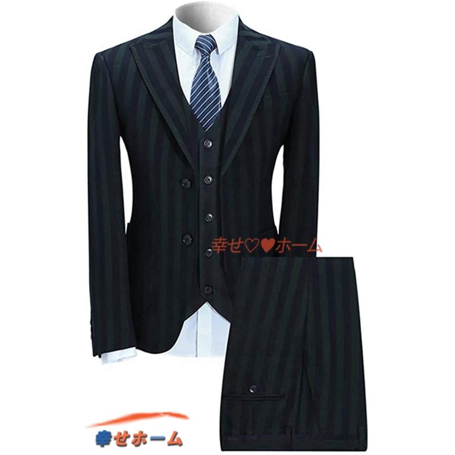 メンズ スリム スーツ カジュアル スリーピースセットアップ ビジネス