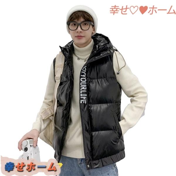 メンズ コットンベスト 冬用ベスト かっこいい ノースリーブダウンジャケット レタープリント 大きいサイズ 韓国風 秋冬 無袖 ゆったり 魅力的な価格