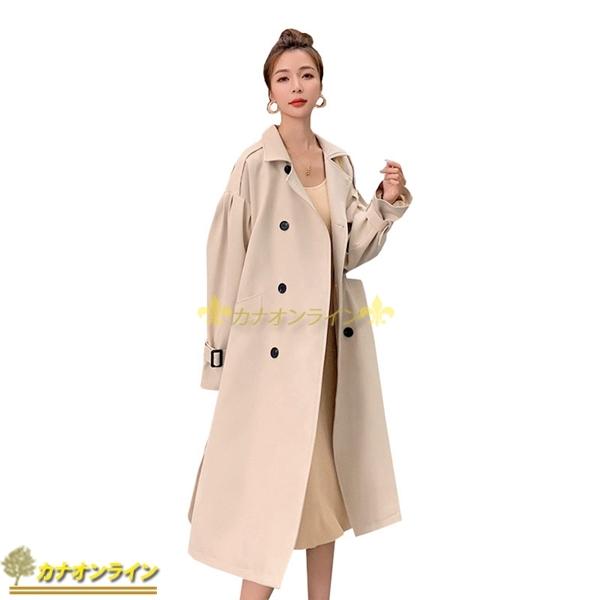 ロング丈 トレンチコート 春秋 レディース カーキ 無地 スプリングコート ピンク 防寒 防風 おしゃれ ゆったり カジュアル きれいめ 国内配送