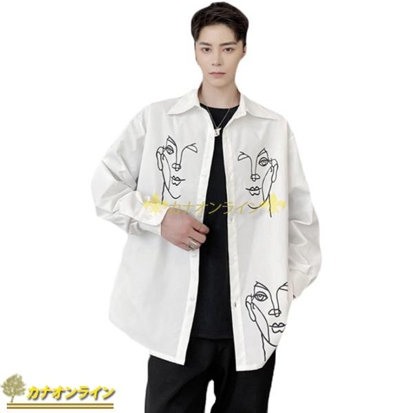 プリントシャツ 長袖 落書き メンズ 開襟シャツ 薄手 軽量 個性的 速乾性 カジュアル ゆったり ロング丈 ファッション かっこいい Wigspsmvgv メンズファッション Www Velver Hu