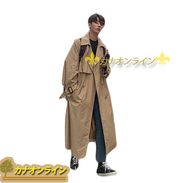 22年秋冬新作 春秋 カジュアル メンズ ロングコート 薄手 韓国風 オシャレ シンプル ダブルブレスト 防風 スプリングコート ステンカラーコート トレンチコート カラー カーキ