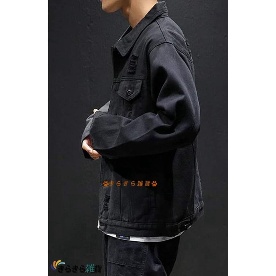 激安 ジャケット 春服コート 男性 原宿風 ファッション デニム ジャケット 韓国風 春 ゆったり メンズ デニムコート ブルゾン ダメージ加工 おしゃれ 柔らかい 黒 ｇジャン Www Threeriversofs Com