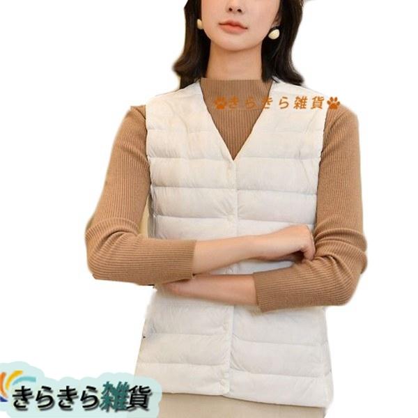 ダウンベスト レディース ノーカラー インナーダウン 暖かい シンプル ウルトラライトダウン 軽量 防寒 保温 インナーダウン ポケット 9civcgnm76 ファッション Editorialdismes Com