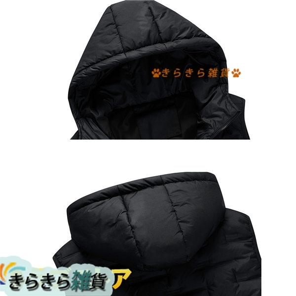 ダウンコットンベスト ベスト メンズ 秋冬 ノースリーブジャケット 暖かい チョッキ 大きいサイズ 韓国風 無地 かっこいい フード付き 爆売り