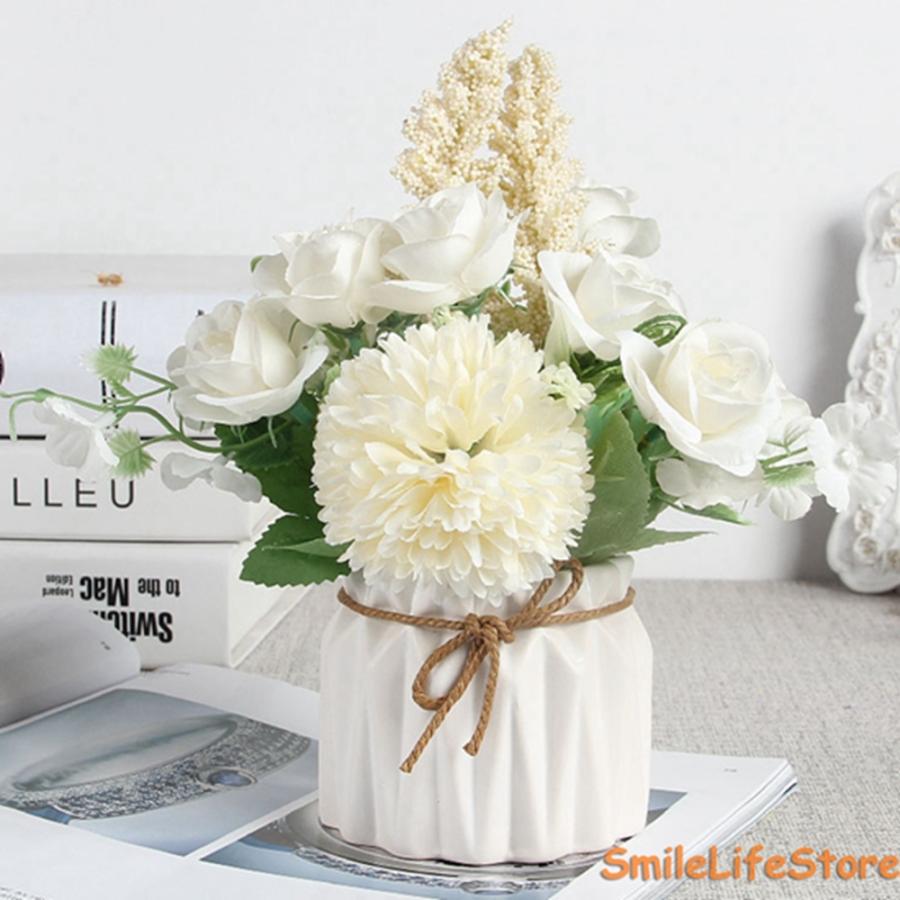造花 バラ ダリア セラミック花瓶付き インテリア 小さい ミニ 枯れない花 花束 観葉植物 ブーケ 鉢植え 盆栽 誕生日 ウェディング Ccjawxnaidh01 Smilelifestore 通販 Yahoo ショッピング