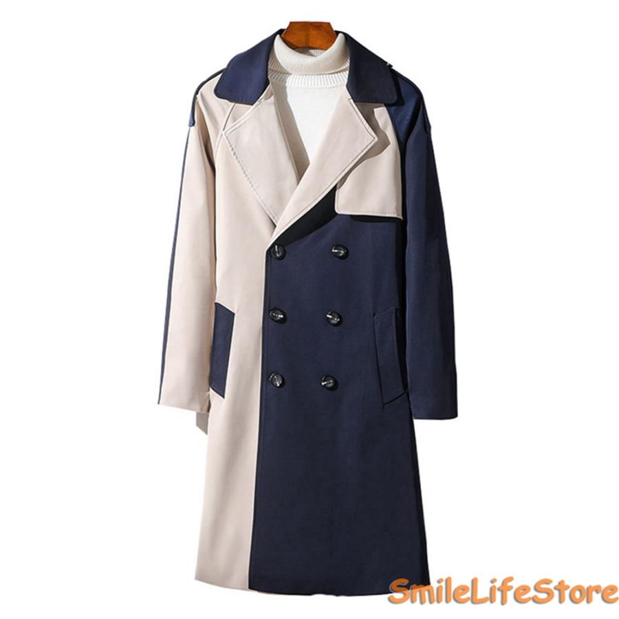 バイカラー トレンチコート ロングコート メンズ 独特 膝下長 カジュアル ダブルブレスト ステンカラーコート ベルト付き かっこいい Qzy7ycxb1o Cosbrapim Com Br