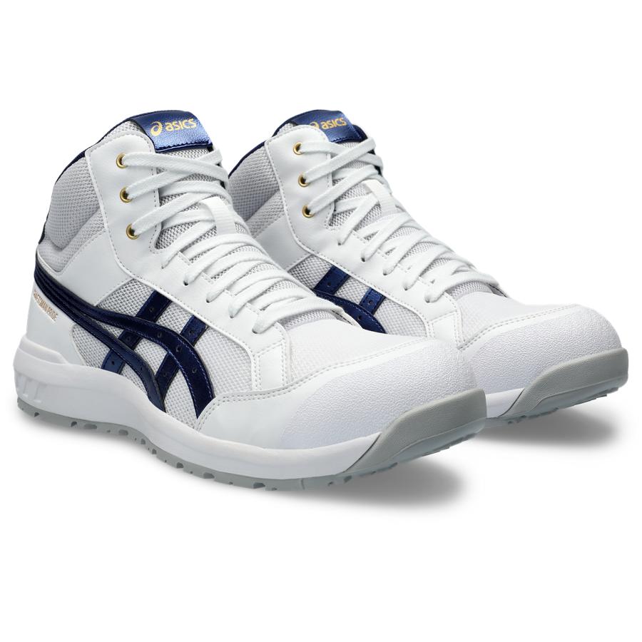 ASICS 安全靴 ホワイト/ネイビー CP218 ウィンジョブ 安全靴 アシックス CP218 ハイカット ヒモタイプ