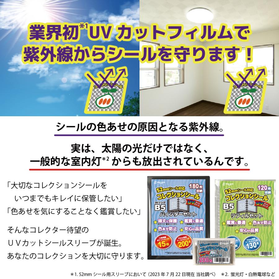 UVカット 52mmシール 対応 B5 ファイル (180枚収納) バインダー