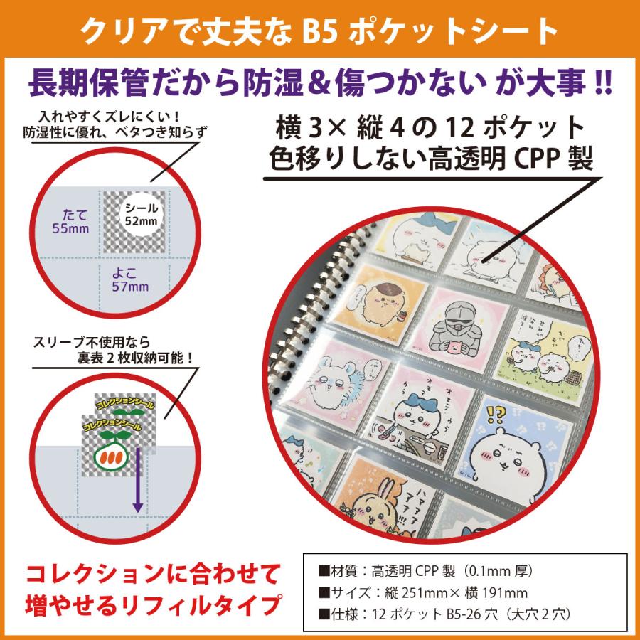52mmシール 対応 B5 ファイル (60枚収納) バインダー＆ポケットシート 