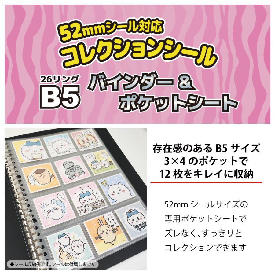 52mmシール 対応 B5 ファイル (180枚収納) バインダー＆ポケットシート
