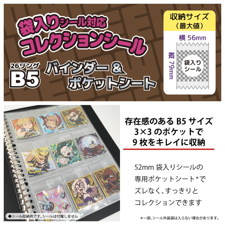 袋入りシール 対応 B5 ファイル (45枚収納) バインダー＆ポケット