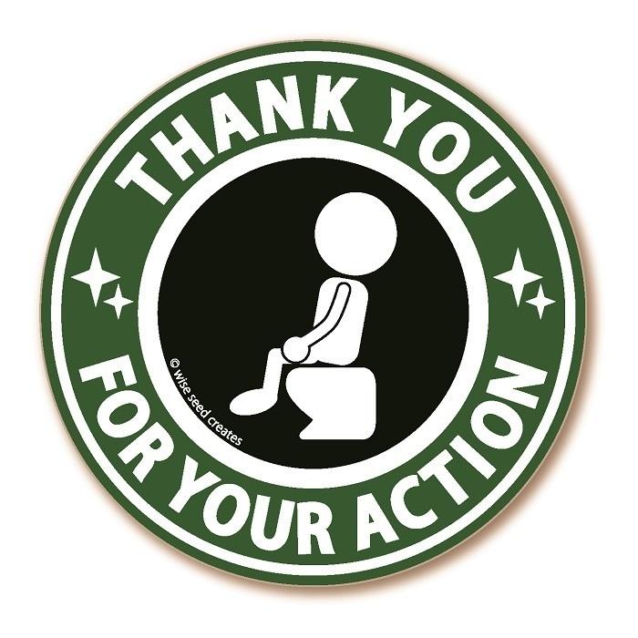 トイレ 座ってね ステッカー 立ちション禁止 ＆ 座ってくれてありがとう 2枚セット (円形タイプ) グリーン 緑 |  | 03