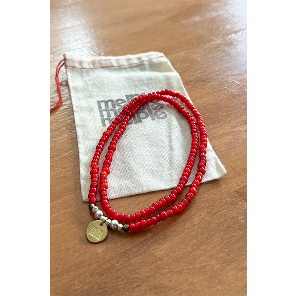 melple BEADS BRACELET&ANKLET - White Hearts Red メイプル ビーズ 