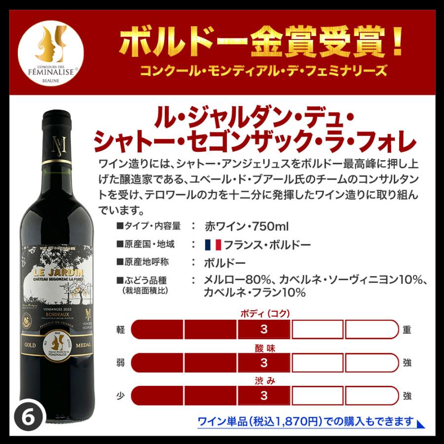 ワイン ワインセット 赤ワインセット 全部金賞ボルドーワイン6本セット