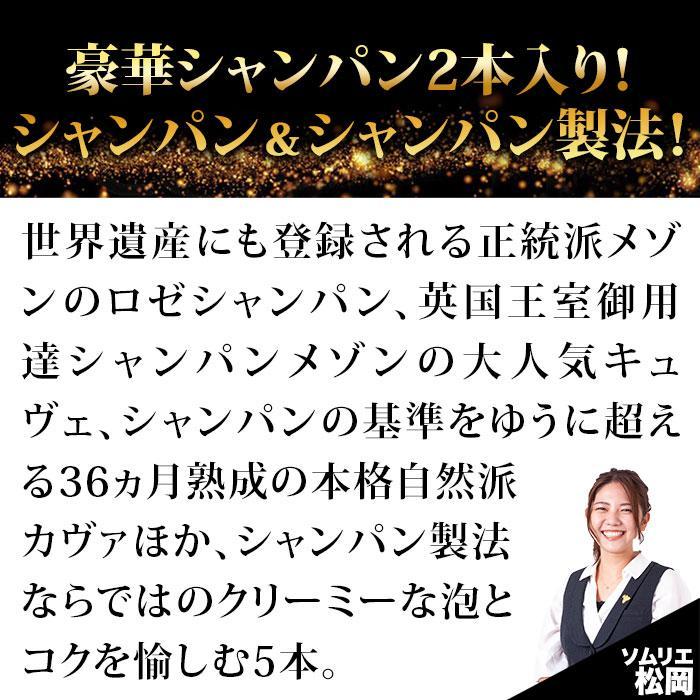 ワイン ワインセット シャンパン・スパークリングワインセット シャンパン2本入り！全てシャンパン製法スパークリング5本セット 送料無料「3/14更新」｜wsommelier｜03