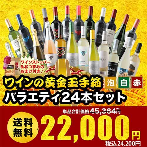 ワイン ワインセット ミックス 年末年始はこの1セットでOK！ワインの黄金玉手箱　バラエティ24本セット 送料無料「1/15更新」 爆買 | 