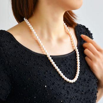 あこや真珠 ロングパールネックレス 60cm マチネーレングス ホワイト系