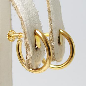 フープイヤリング K18 ゴールド (ねじ式/スクリュータイプ) チャーム  