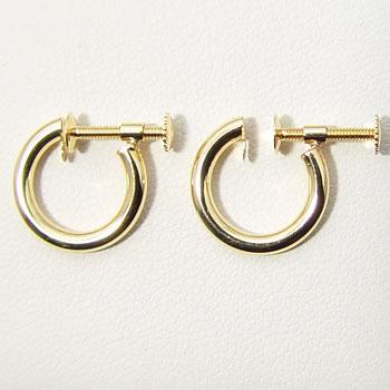 フープイヤリング K18 ゴールド (ねじ式/スクリュータイプ) チャーム  