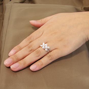 受注発注品あこや本真珠 8粒 ベビーパールリング指輪 ホワイト系