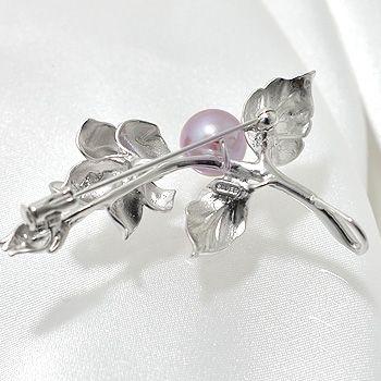 気質アップ パール 真珠 ブローチ N4 シルバー Silver A Ba B 9 0mmup ピンク ナチュラル 系 パールブローチ バラモチーフ 淡水真珠 レディースアクセサリー