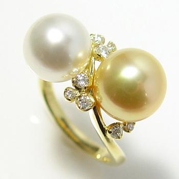受注発注品】南洋白蝶真珠を2つ使った 贅沢パールリング(指輪