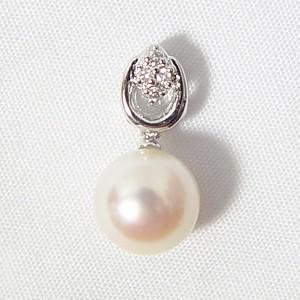 受注発注品】あこや真珠 しずくデザイン（ダイヤ付） パールペンダント