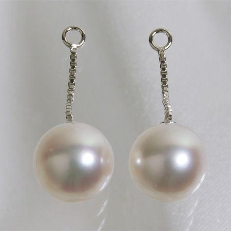 あこや真珠 パールピアスチャーム 1cm ホワイト系 7.5-8.0mm BBB K14WG ホワイトゴールド（カンの内径：約1.3mm）[n4][53-5053] 3mm 結婚式 入学式 卒業式 冠婚葬祭