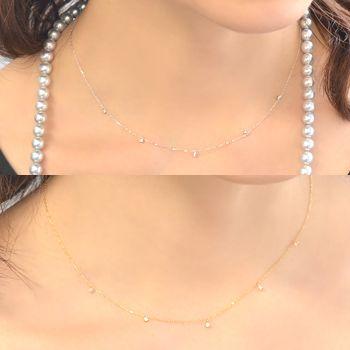 受注発注品】ダイヤモンド ステーションネックレス 0.07ct K18WG/K18YG 