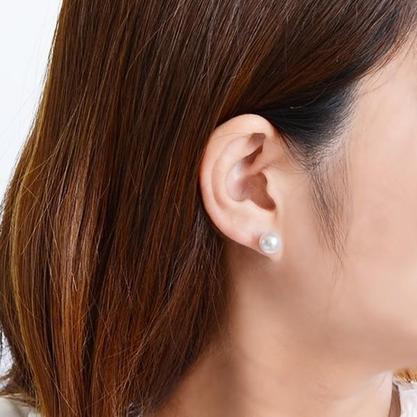 あこや真珠 パールピアス ホワイト系 8.5-9.0mm AAB Pt900