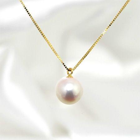 あこや真珠 一粒パールネックレス(40cmチェーン) ホワイト系 あこや真珠 一粒パールネックレス(40cmチェーン) ホワイト系