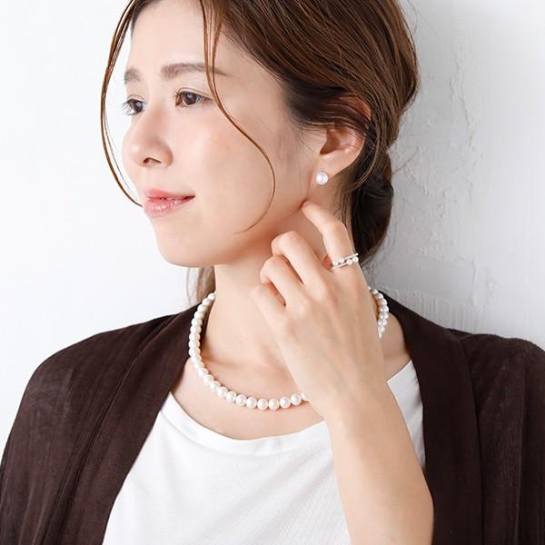 受注発注品】あこや真珠 スタイリッシュ ダイヤ パールリング（指輪 