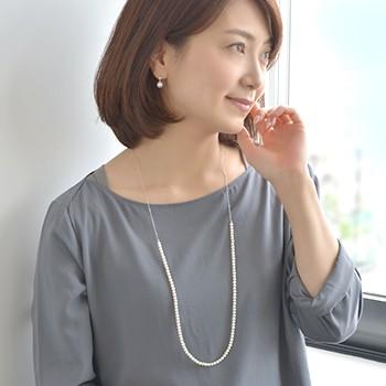 K10WG/YG ベビーパール×ロングチェーン ネックレス 〜Blanco（ブランコ 