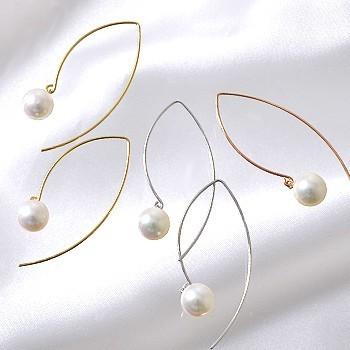 5.5～6.0mm】あこや本真珠 約5cmロングピアス K18WG
