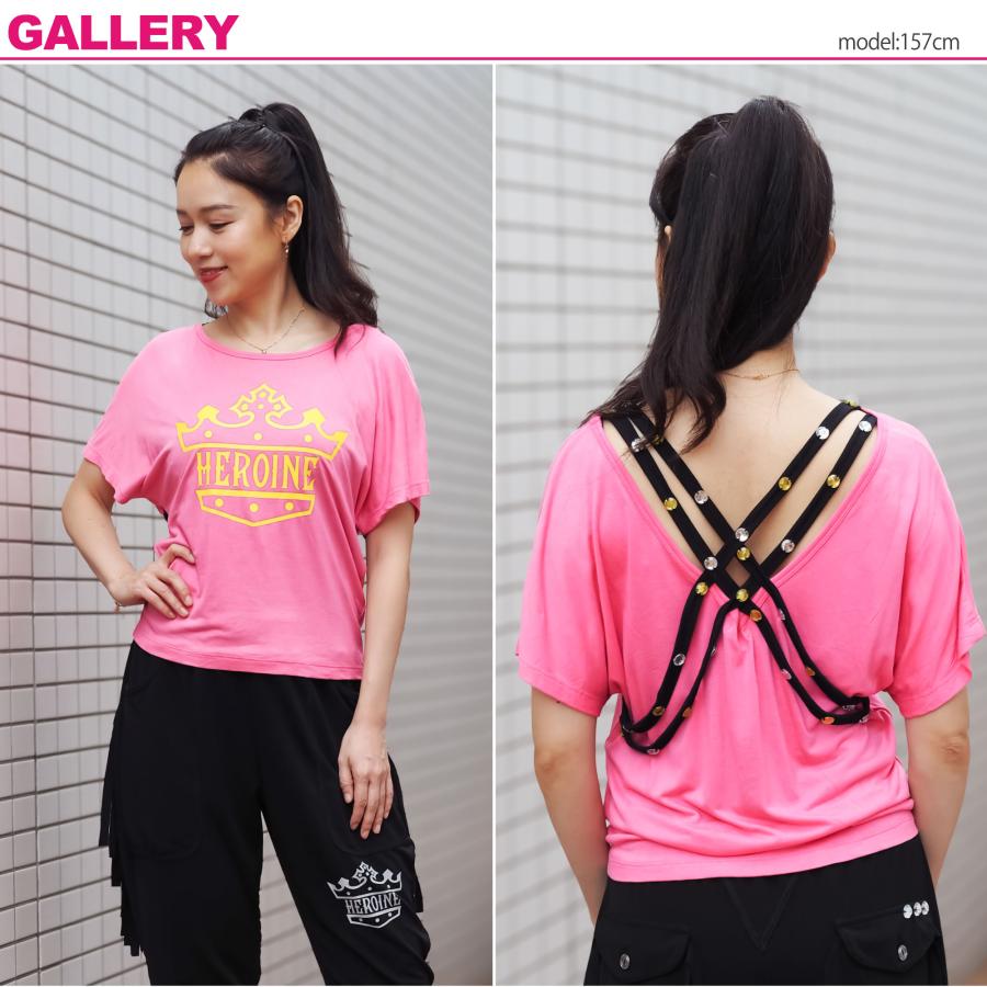 【HEROINE】 ヒロイン 【全3色】ビジューフレンチ フィットネス ウェア |  | 03