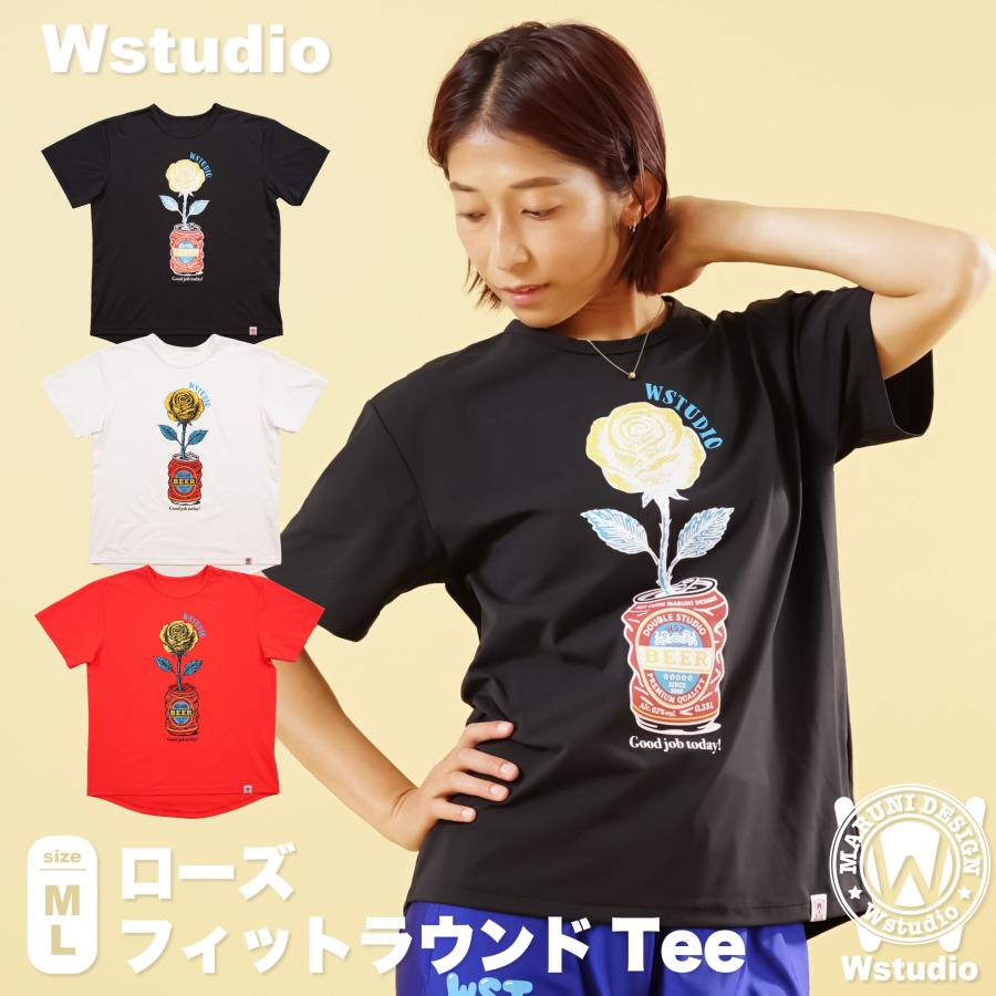 Wstudio ダブルスタジオ 3色×2サイズ ローズフィットラウンドTee | 