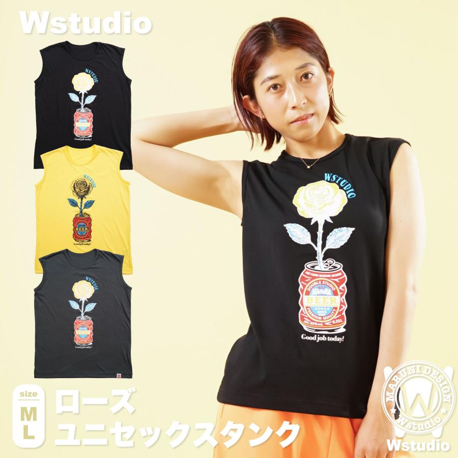 Wstudio ダブルスタジオ 3色×2サイズ ローズユニセックスタンク | 