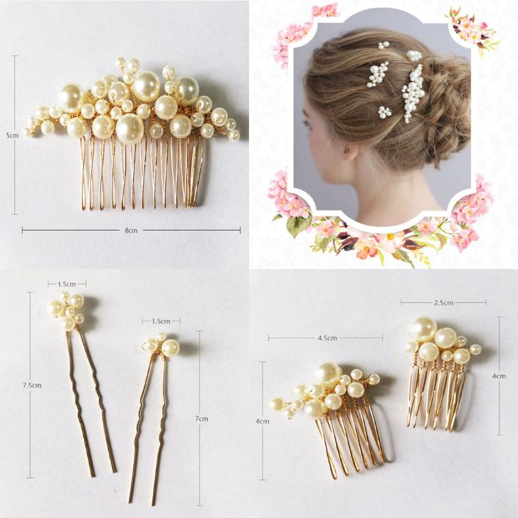 ヘッドドレス5点セット 髪飾り パール ウェディング ヘアアクセサリー 