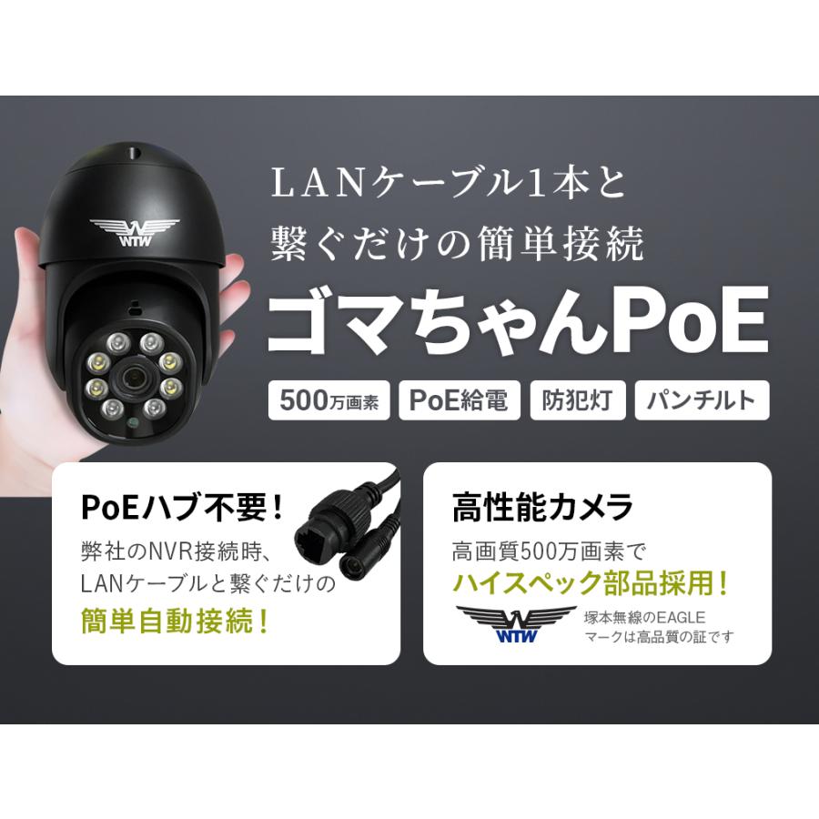 WTW 塚本無線 防犯カメラ PoE 防犯灯カメラ 夜間カラー 500万