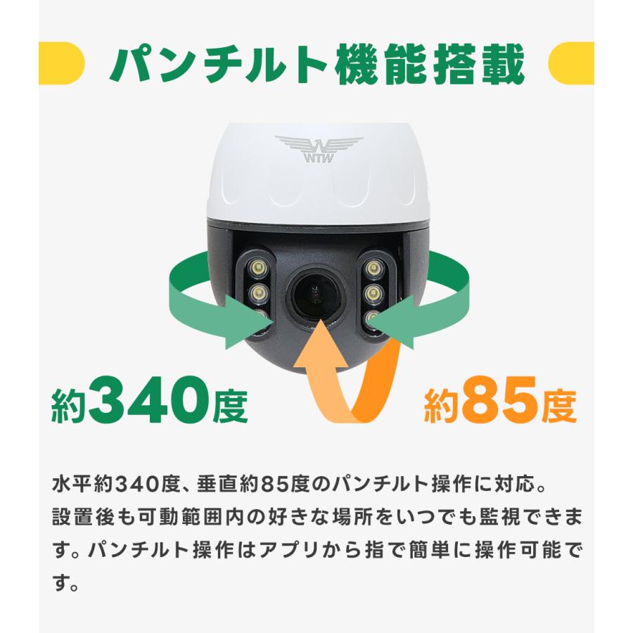 防犯カメラ 監視カメラ 電動ズーム 光学ズーム 防犯灯 赤外線 夜間カラー パンチルト 最大800万画素  microSD スマホ PC イーグル対応 Wi-Fi 5Ghz/2.4Ghz | WTW 塚本無線 | 08