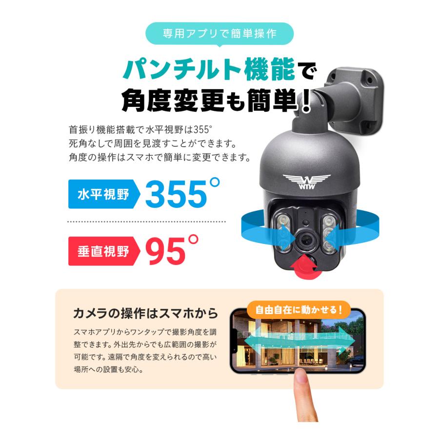 塚本無線 防犯カメラ 400万画素 屋外 ソーラー充電 WSP 21000mAh WTW 塚本無線 防犯カメラ アンテナ内蔵 1インチ 400万画素 屋外