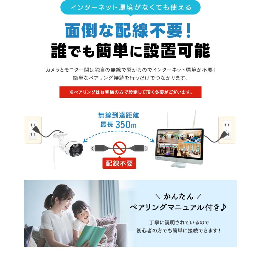 WTW 塚本無線 防犯カメラ ワイヤレス 屋外 1〜10台 大型モニター 録画
