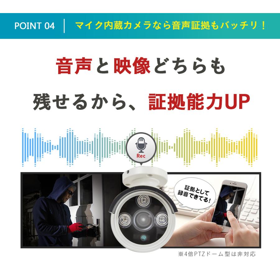 防犯カメラ 屋外 セット 2・4台セット 8ch PoE給電 モニター一体型